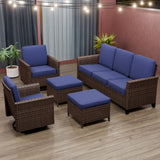 Ocean Vista Wicker Outdoor Patio Furniture Set, w/ 3 Seat Sofa, Patio Chairs, 5 Piece - Eagle Peak