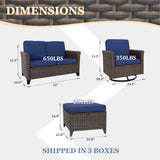 Ocean Vista Wicker Outdoor Patio Furniture Set w/ Loveseat,Patio Chairs , 5 Piece - Eagle Peak