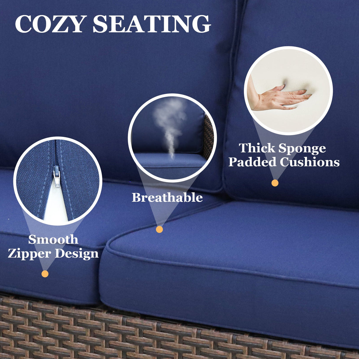 Ocean Vista Wicker Outdoor Patio Furniture Set w/ Loveseat,Patio Chairs , 5 Piece - Eagle Peak