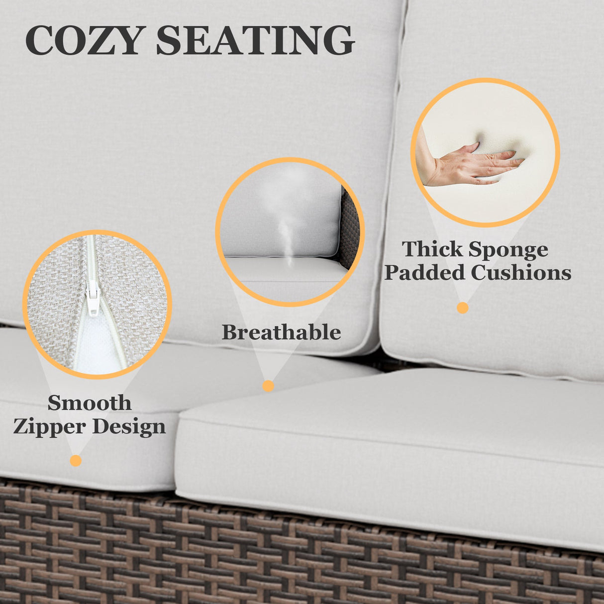 Ocean Vista Wicker Outdoor Patio Furniture Set w/ Loveseat,Patio Chairs , 5 Piece - Eagle Peak