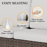 Ocean Vista Wicker Outdoor Patio Furniture Set w/ Loveseat,Patio Chairs , 5 Piece - Eagle Peak