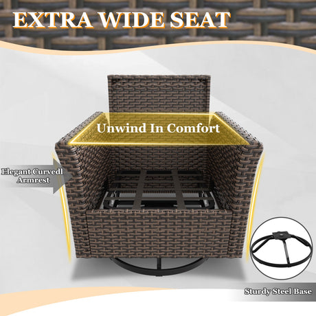 Ocean Vista Wicker Outdoor Patio Furniture Set w/ Loveseat,Patio Chairs , 5 Piece - Eagle Peak