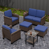 Ocean Vista Wicker Outdoor Patio Furniture Set w/ Patio Chairs, 6 Piece - Eagle Peak