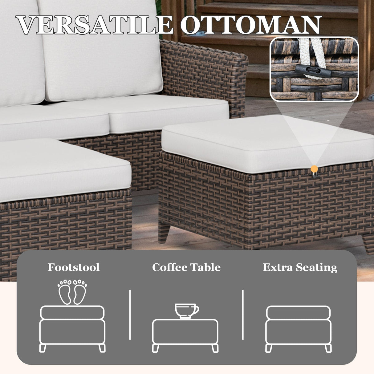 Ocean Vista Wicker Outdoor Patio Furniture Set w/ Patio Chairs, 6 Piece - Eagle Peak