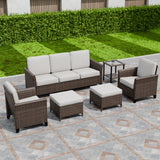 Ocean Vista Wicker Outdoor Patio Furniture Set w/ Patio Chairs, 6 Piece - Eagle Peak
