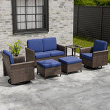 Ocean Vista Wicker Outdoor Patio Furniture Set w/Swivel Rocking Chairs , 6 Piece - Eagle Peak