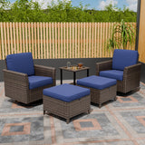 Ocean Vista Wicker Outdoor Patio Seating Set w/Swivel Rocking Chairs, 5 Pieces - Eagle Peak