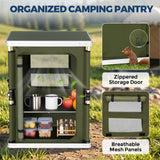 Outdoor Camping Pop Up Folding Table with Large 3-Tier Storage Organizer and Side Pockets - Eagle Peak®