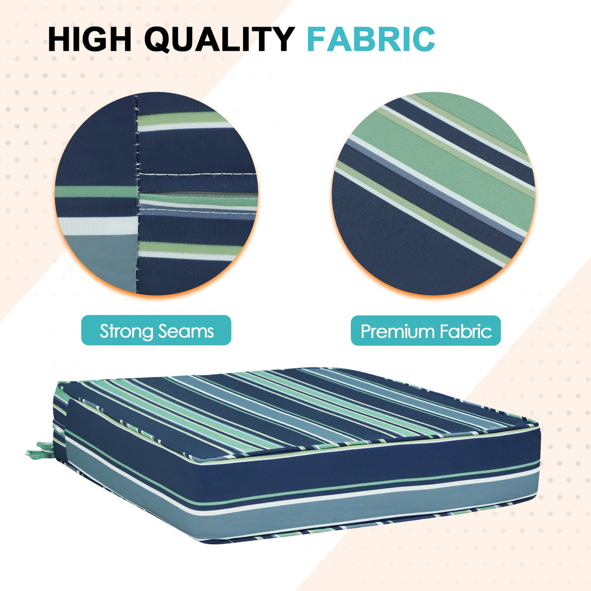 Outdoor Deep Seat Patio Seat Cushion Set, 25x25x5 inch, 2 - Piece Back Chair Cushion - Eagle Peak Custom Canopy Tent