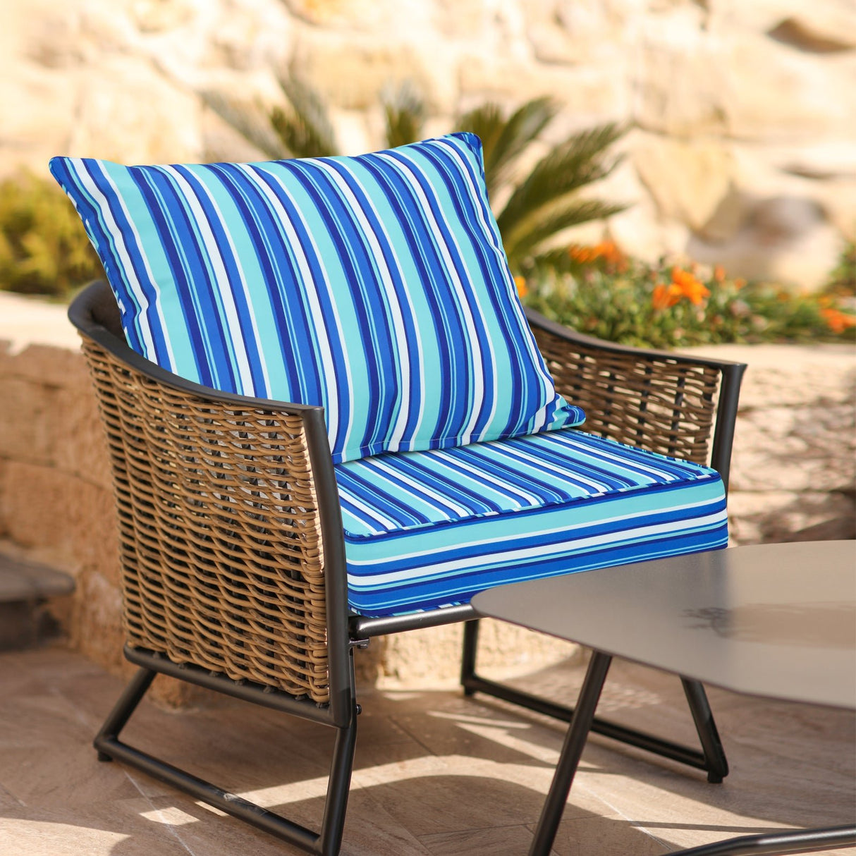 Outdoor Deep Seat Patio Seat Cushion Set, 25x25x5 inch, 2 - Piece Back Chair Cushion - Eagle Peak Custom Canopy Tent