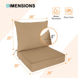 Outdoor Deep Seat Patio Seat Cushion Set, 25x25x5 inch, 2 - Piece Back Chair Cushion - Eagle Peak Custom Canopy Tent
