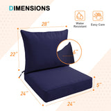 Outdoor Deep Seat Patio Seat Cushion Set, 25x25x5 inch, 2 - Piece Back Chair Cushion - Eagle Peak