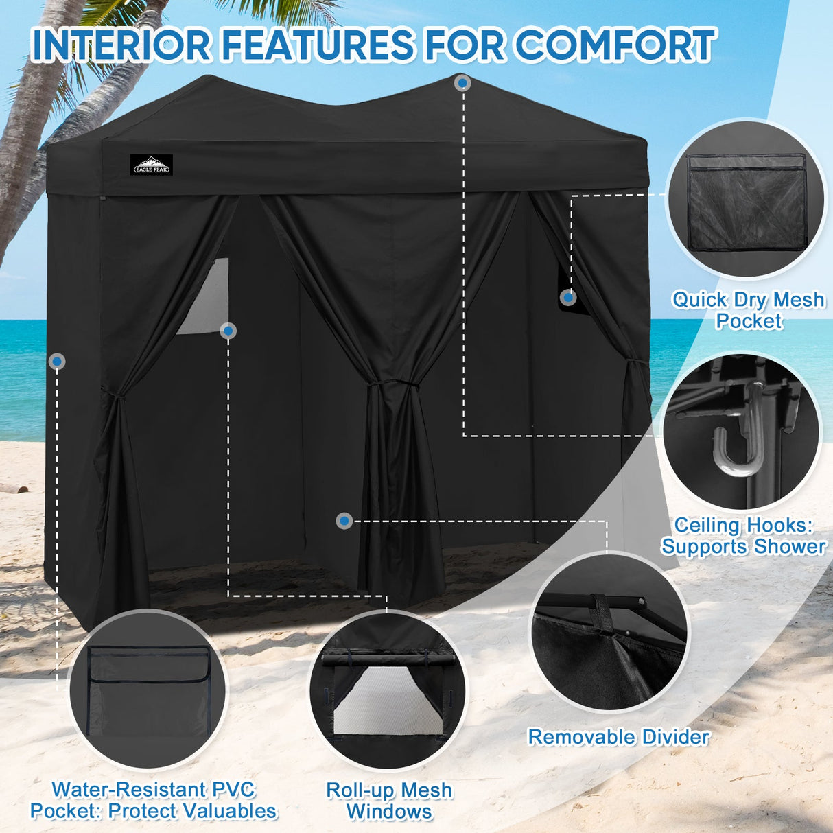 Outdoor Pop Up Changing Room 8x4 ft - Eagle Peak Custom Canopy Tent