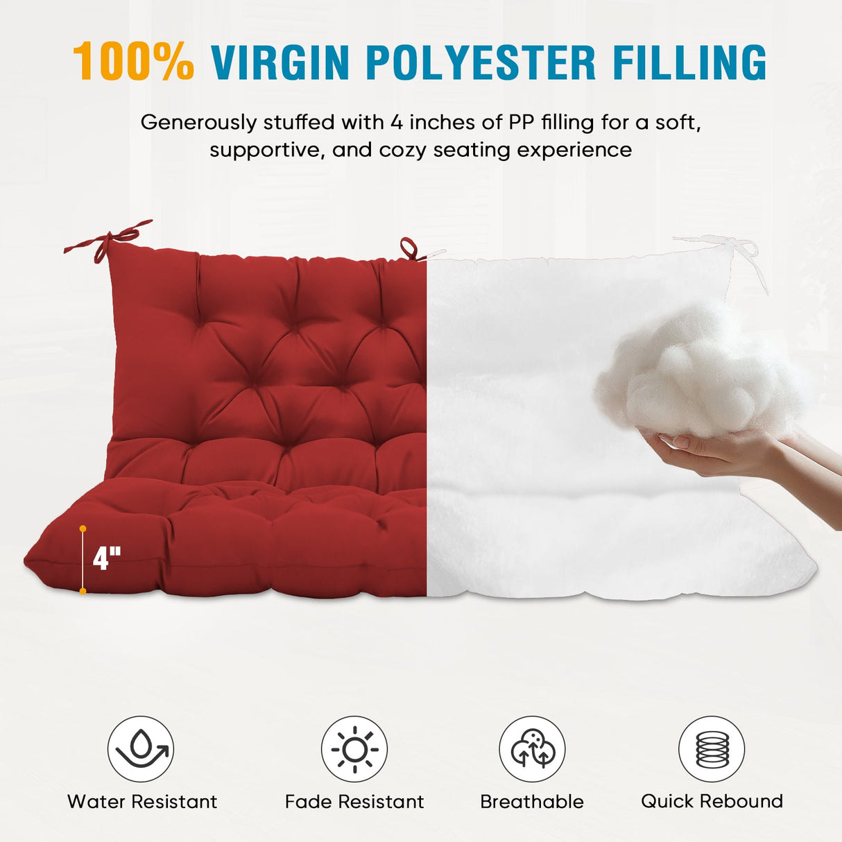 Outdoor Porch 2 - 3 Seater Swing Cushion,59"x43" - Eagle Peak Custom Canopy Tent