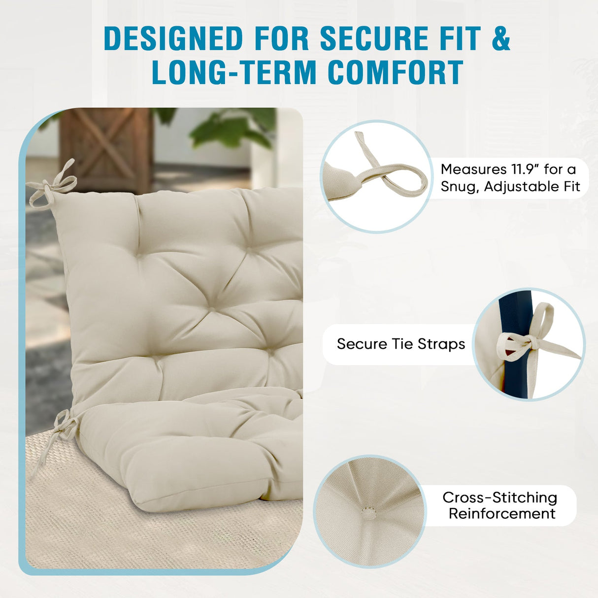 Outdoor Porch 2 - 3 Seater Swing Cushion,59"x43" - Eagle Peak Custom Canopy Tent