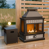 Outdoor Propane Fireplace 50,000 BTU Gas Fireplace with Locking Mesh Doors - Eagle Peak Custom Canopy Tent