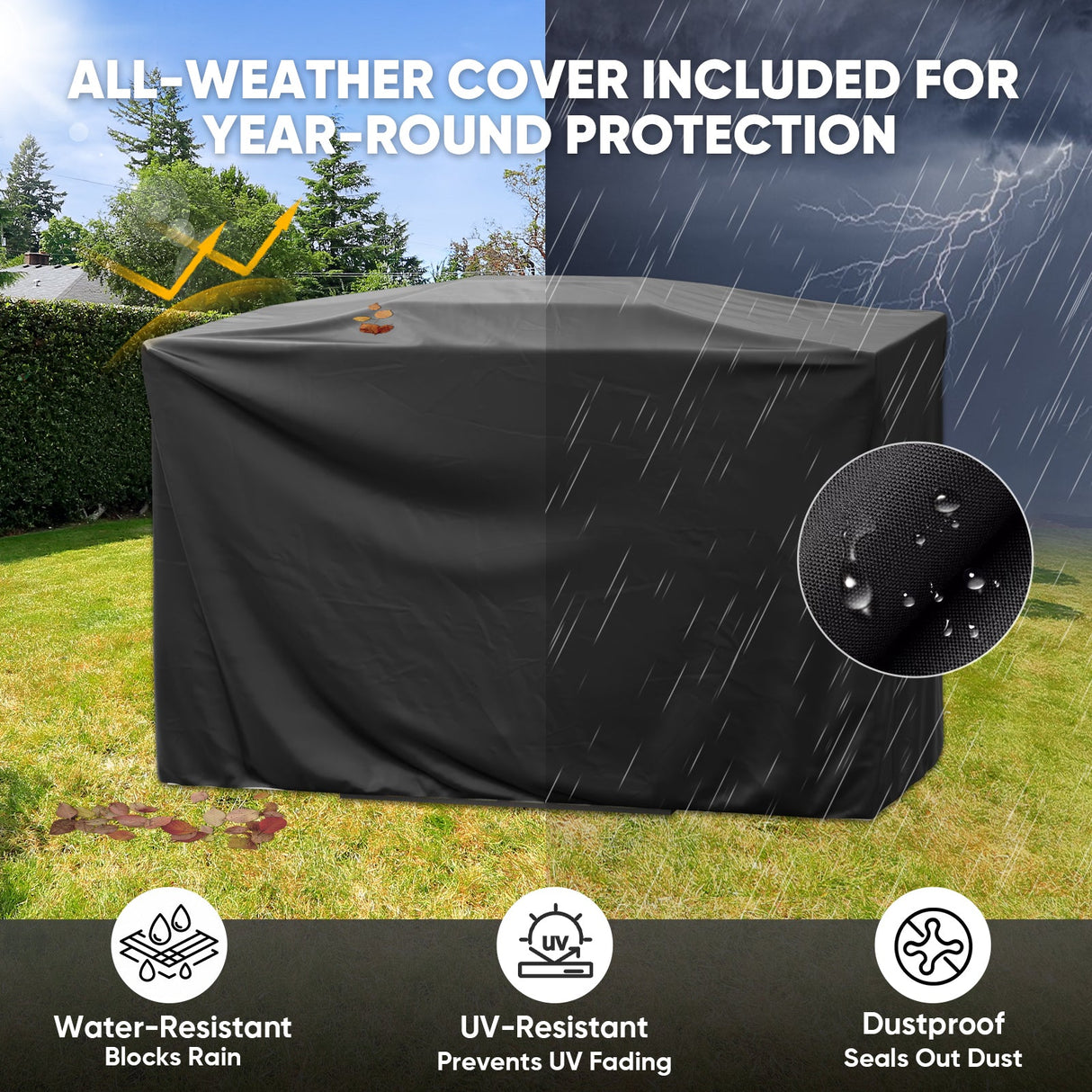 Outdoor Propane Fireplace with Hidden Storage & Adjustable Flame, Gray/Tan - Eagle Peak Custom Canopy Tent