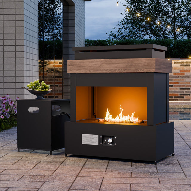 Outdoor Propane Fireplace with Storage/Locking Mesh, Gray - Eagle Peak Custom Canopy Tent