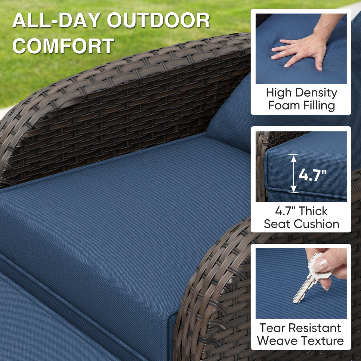 Outdoor Wicker Recliner Chair with Footrest - Eagle Peak®