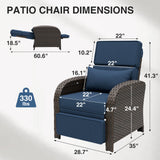 Outdoor Wicker Recliner Chair with Footrest - Eagle Peak®