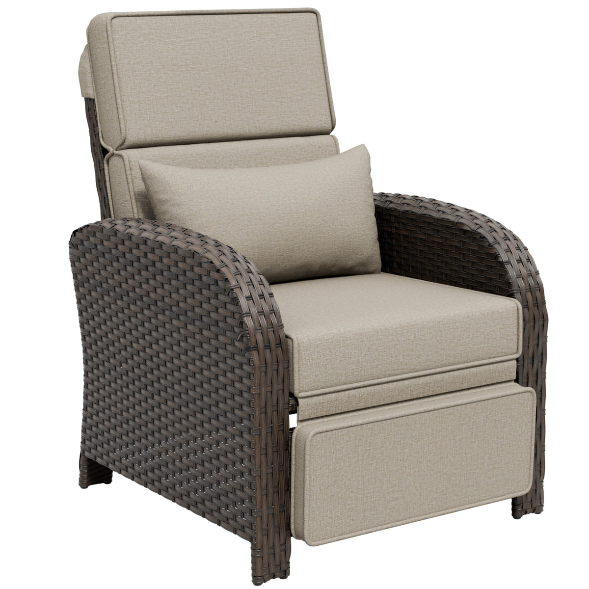 Outdoor Wicker Recliner Chair with Footrest - Eagle Peak®