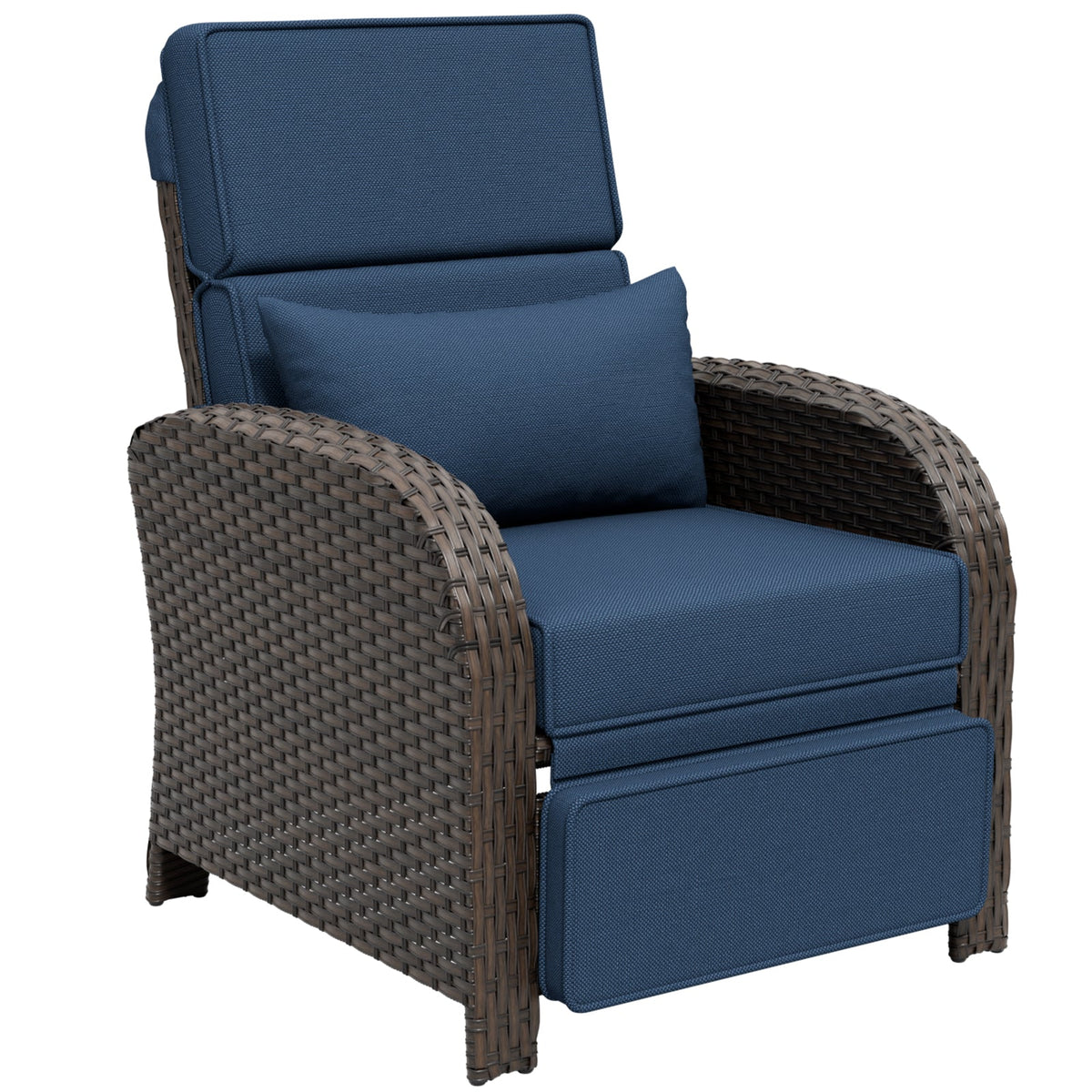 Outdoor Wicker Recliner Chair with Footrest - Eagle Peak®