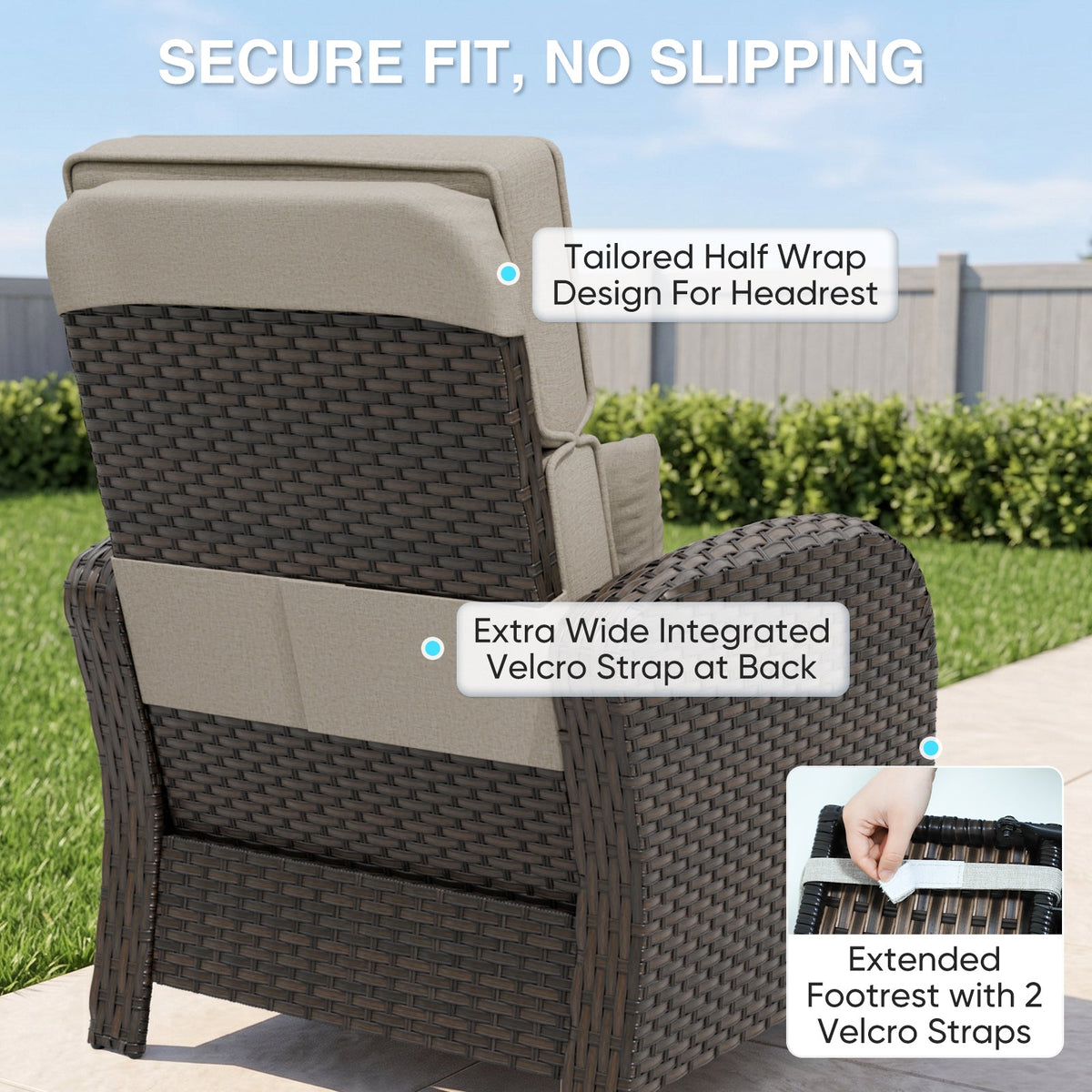 Outdoor Wicker Recliner Chair with Footrest - Eagle Peak®