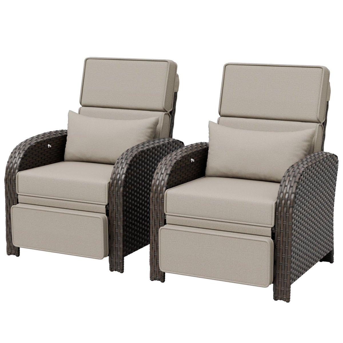 Outdoor Wicker Recliner Chair with Footrest - Eagle Peak®