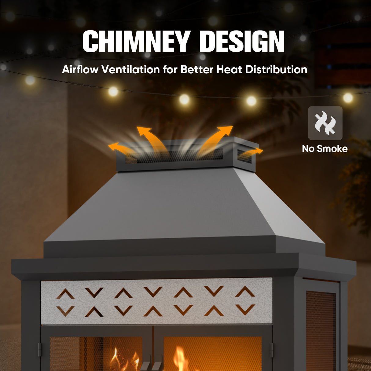 Outdoor Propane Fireplace 50,000 BTU Gas Fireplace with Locking Mesh Doors