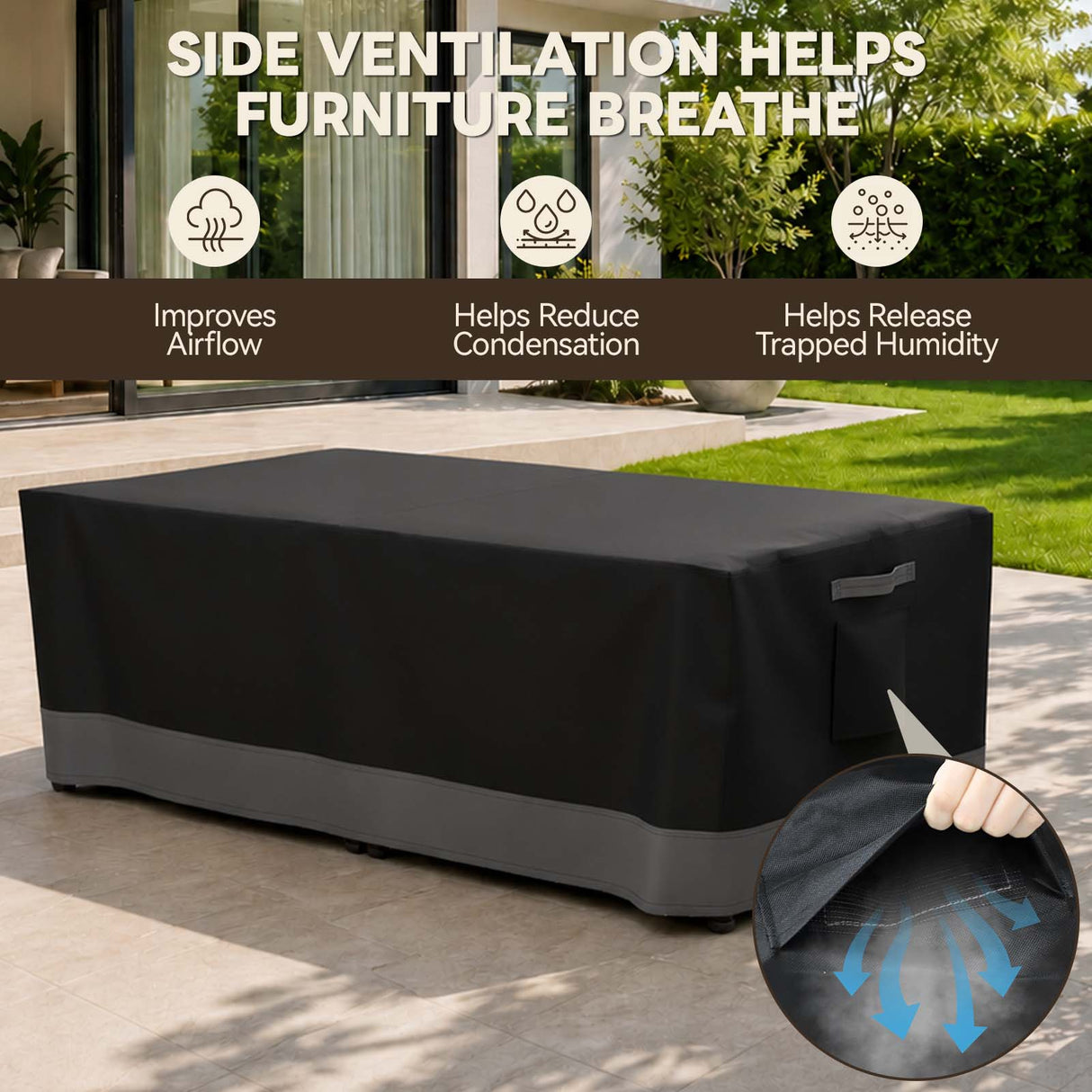 Patio Furniture Cover, 2 Ottomans Large 46.5''W×23.5''D×16.5''H - Eagle Peak®
