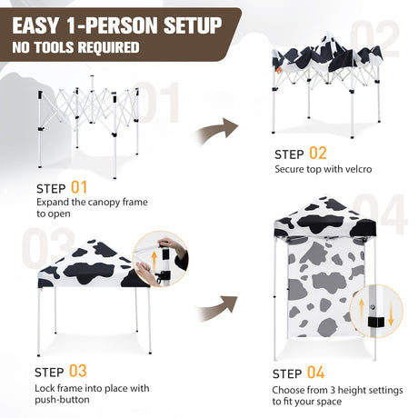 Pop up Canopy 5x5 with One Removable Sunwall, Carry Bag Included - Eagle Peak Custom Canopy Tent