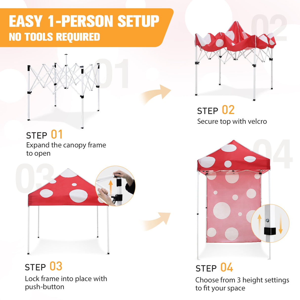 Pop up Canopy 5x5 with One Removable Sunwall, Carry Bag Included - Eagle Peak Custom Canopy Tent