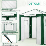 6x4/8x6/10x10 Portable Walk in Greenhouse with Polyester Reinforced Corners, Gray/White, Green/White