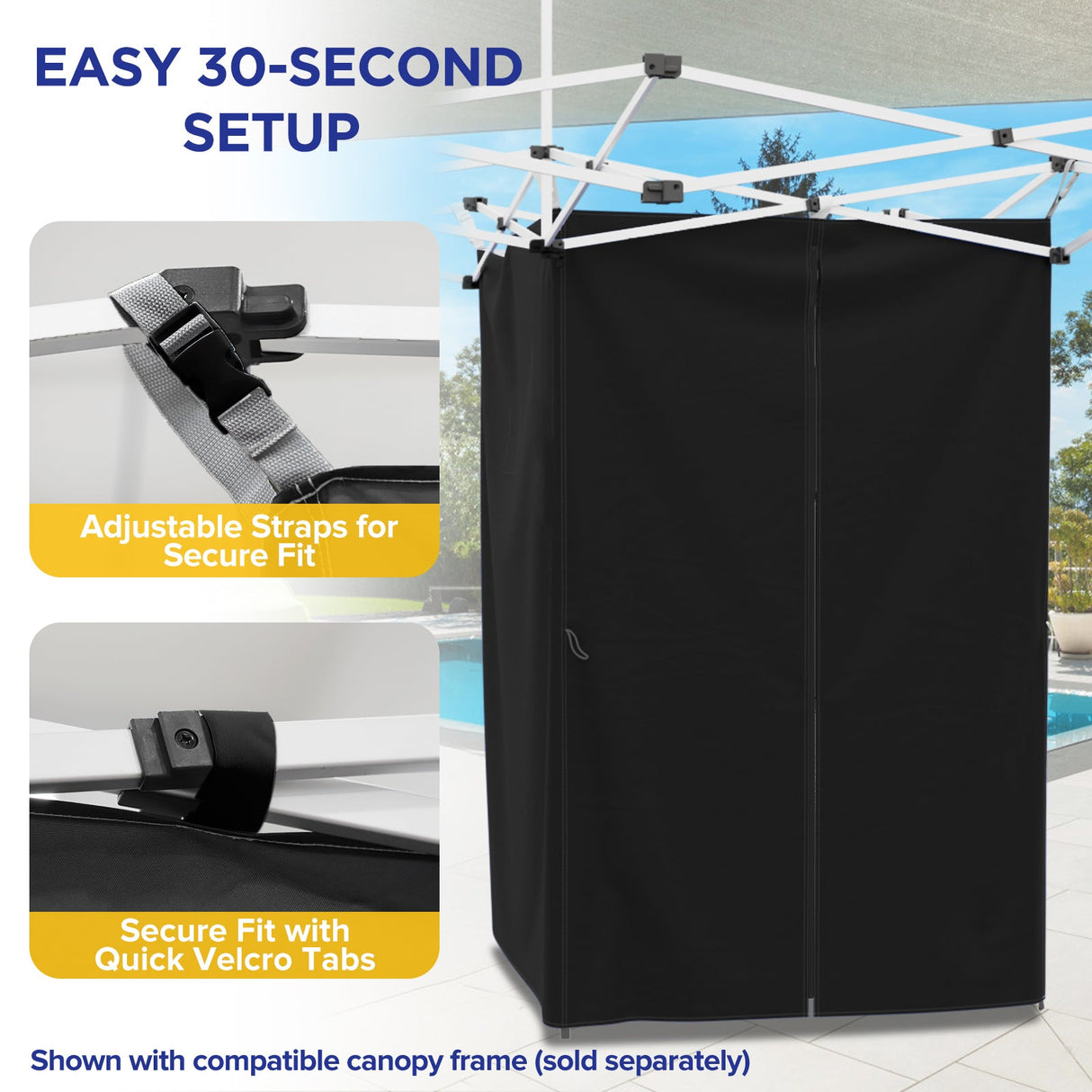 Portable Privacy Tent Hanging Privacy Curtain, Square/Triangular, Black - Eagle Peak Custom Canopy Tent