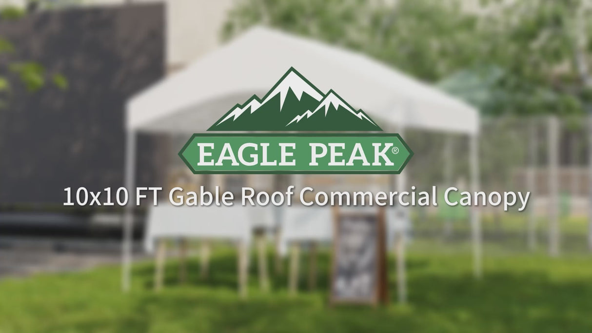 10x10 Commercial Canopy with Gable Roof, White