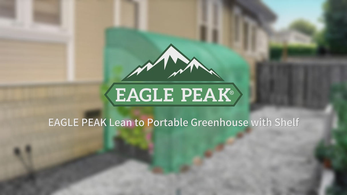 9.9x4.9x7.1 Outdoor Lean to Walk-in Greenhouse with Shelf