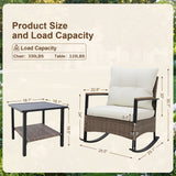 Rattan Wicker Furniture Set with Plush Removable Cushions, 3 Piece Bistro Patio Set, Gray/Beige - Eagle Peak Custom Canopy Tent
