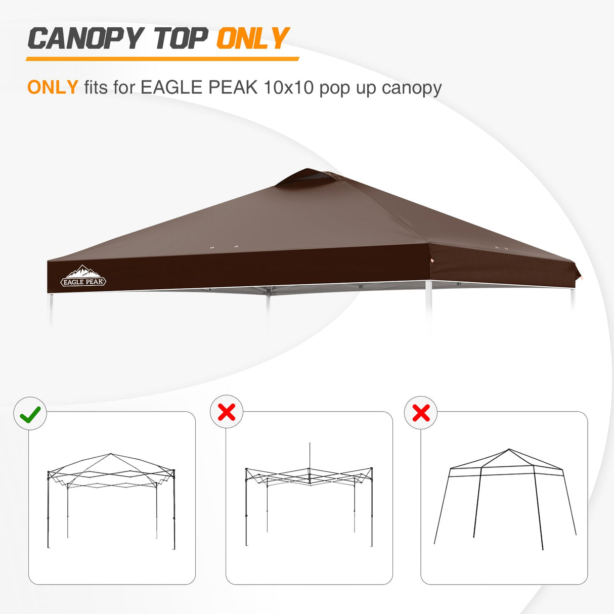 Replacement Canopy Cover with Air Vent for 10x10 Pop Up Canopy Tent, Top Only - Eagle Peak Custom Canopy Tent