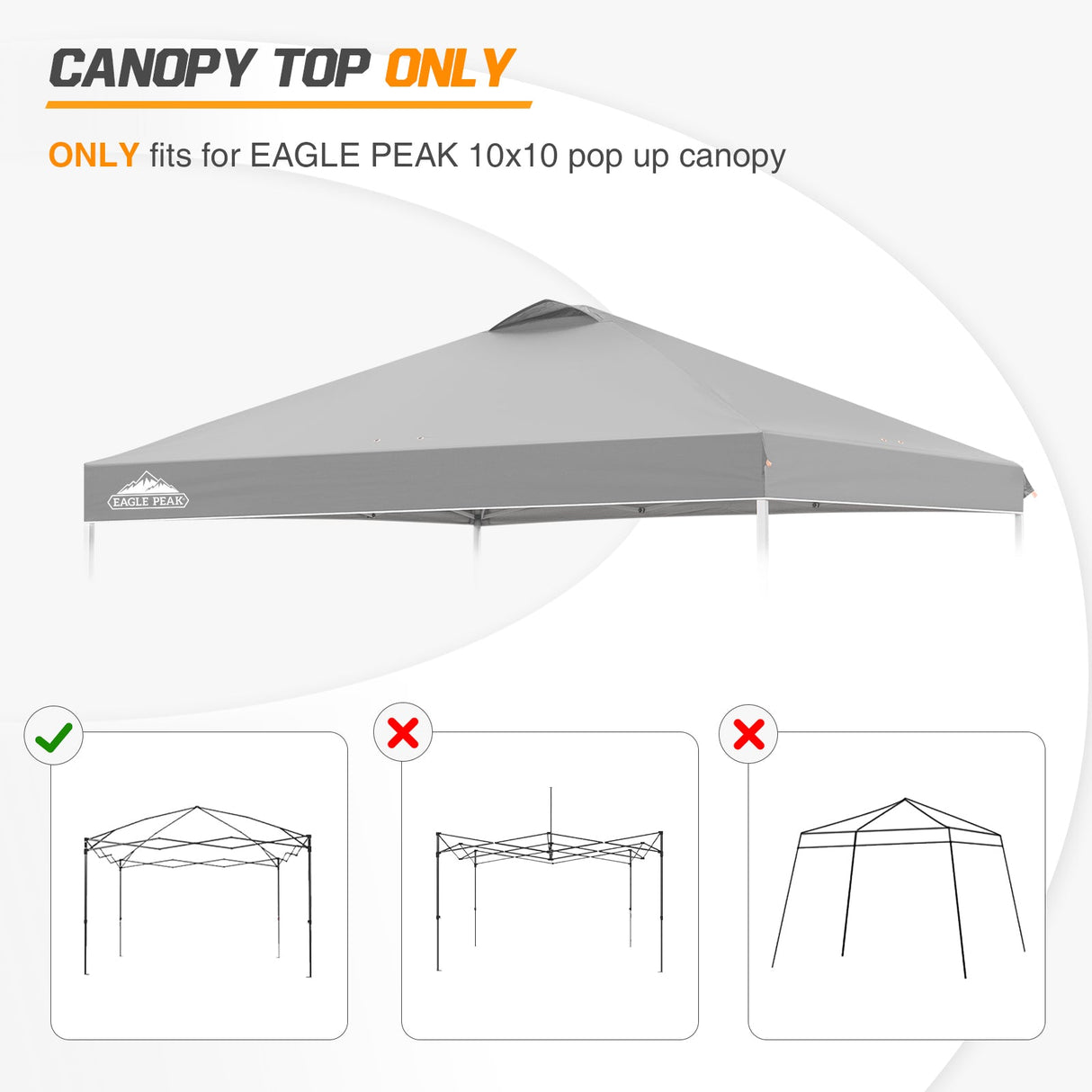 Replacement Canopy Cover with Air Vent for 10x10 Pop Up Canopy Tent, Top Only - Eagle Peak Custom Canopy Tent