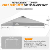 Replacement Canopy Cover with Air Vent for 10x10 Pop Up Canopy Tent, Top Only - Eagle Peak Custom Canopy Tent