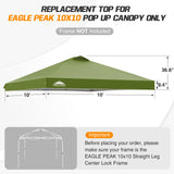 Replacement Canopy Cover with Air Vent for 10x10 Pop Up Canopy Tent, Top Only - Eagle Peak Custom Canopy Tent