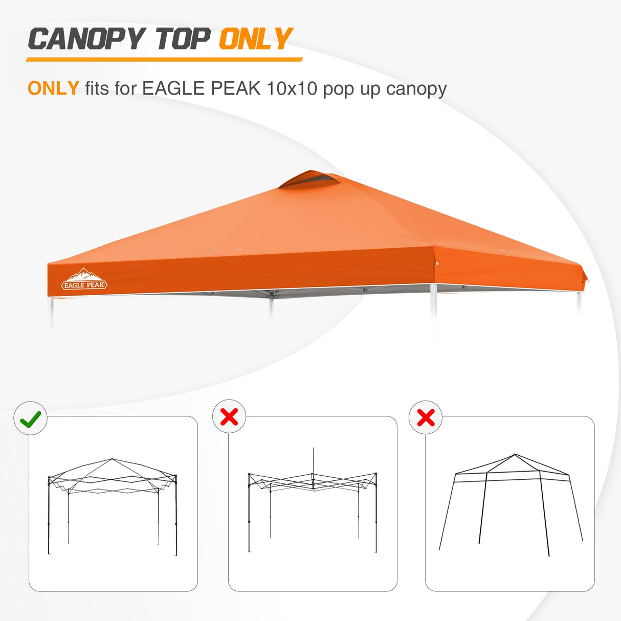 Replacement Canopy Cover with Air Vent for 10x10 Pop Up Canopy Tent, Top Only - Eagle Peak Custom Canopy Tent