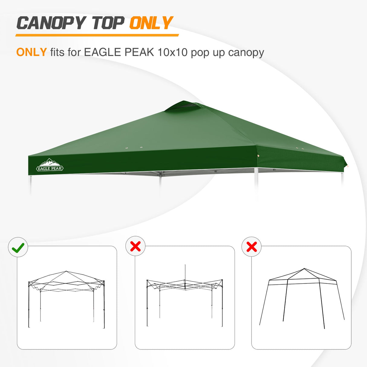 Replacement Canopy Cover with Air Vent for 10x10 Pop Up Canopy Tent, Top Only - Eagle Peak Custom Canopy Tent