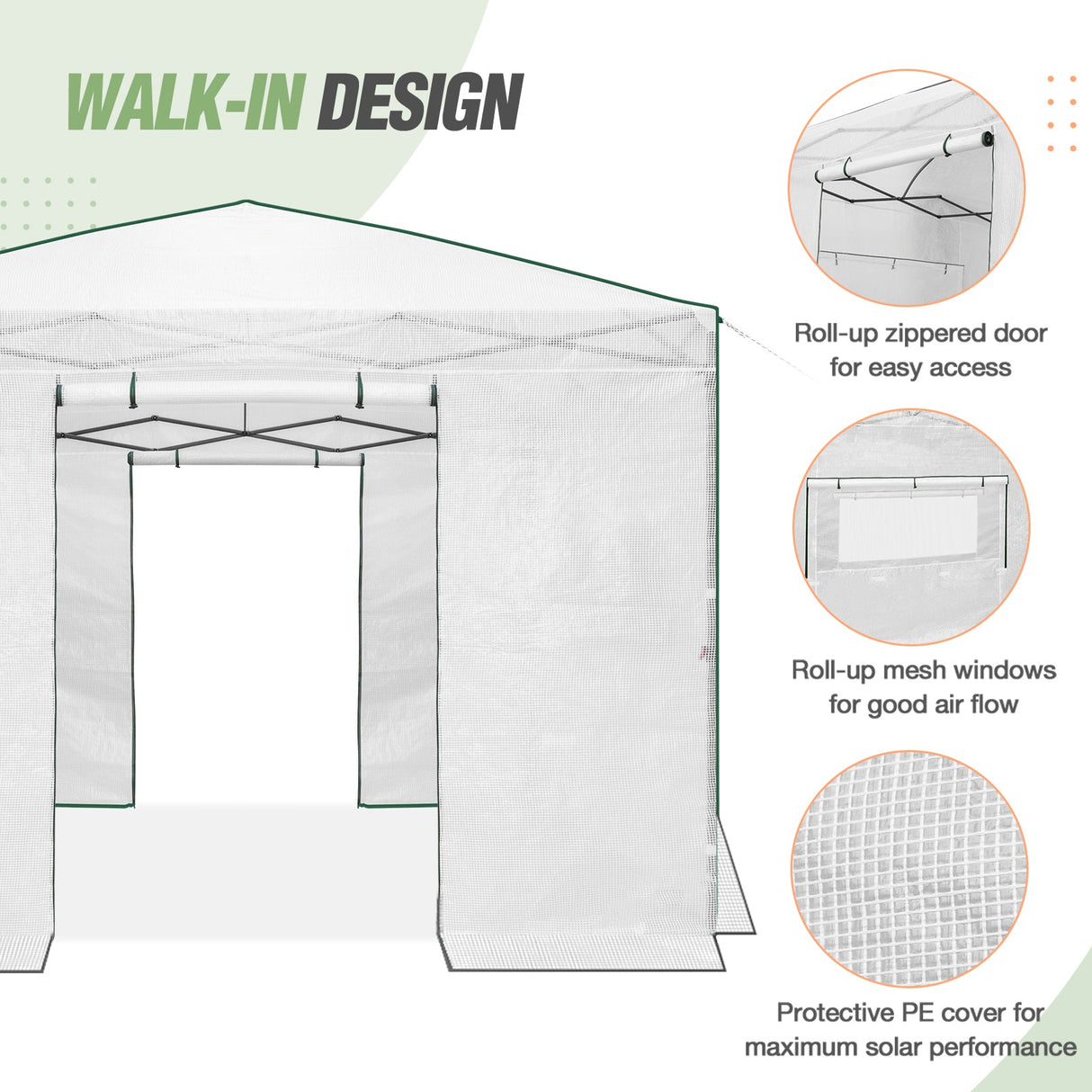 Replacement Cover for 10x10 Portable Walk - in Greenhouse (Frame Not Included) - Eagle Peak Custom Canopy Tent