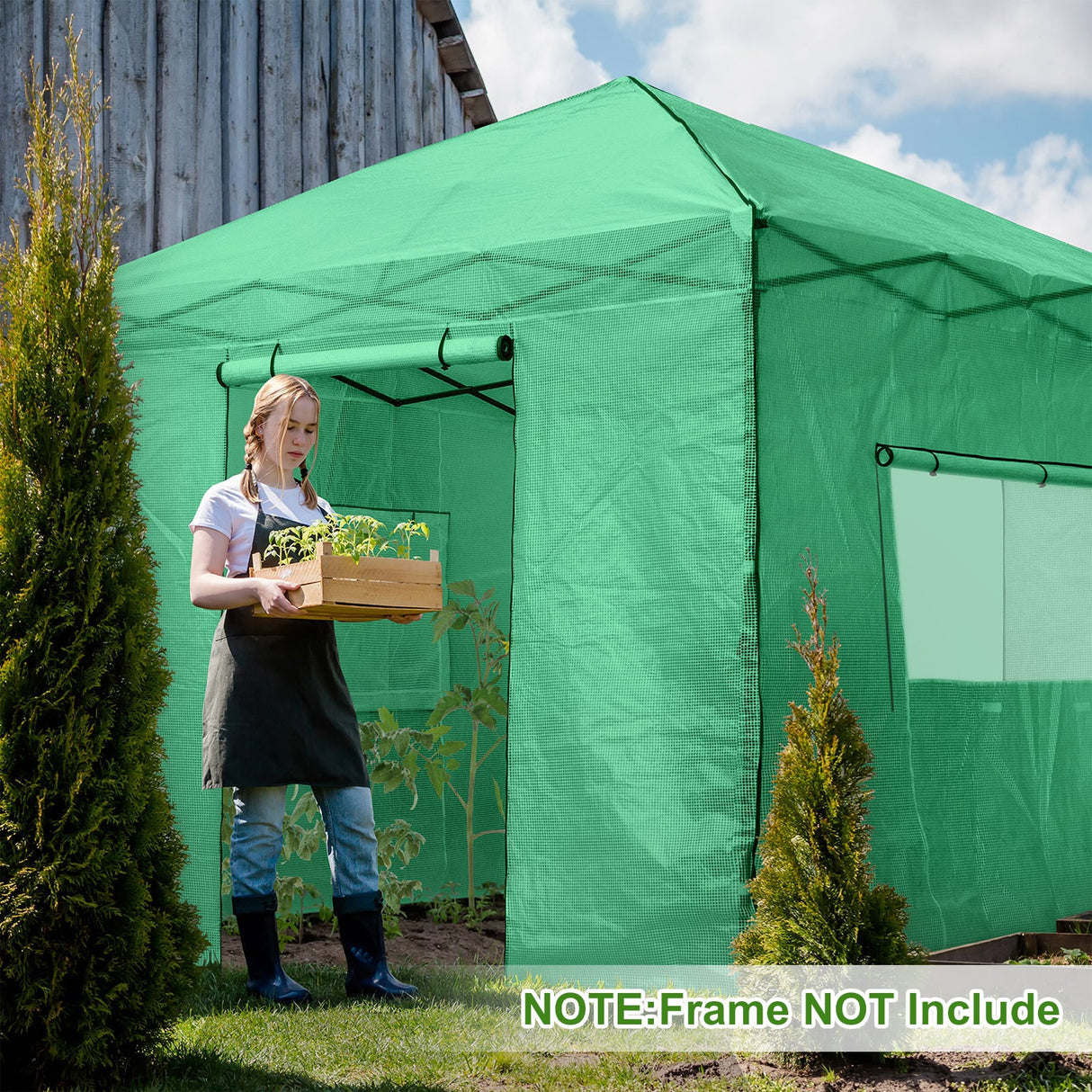 Replacement Cover for 10x10 Portable Walk - in Greenhouse (Frame Not Included) - Eagle Peak Custom Canopy Tent
