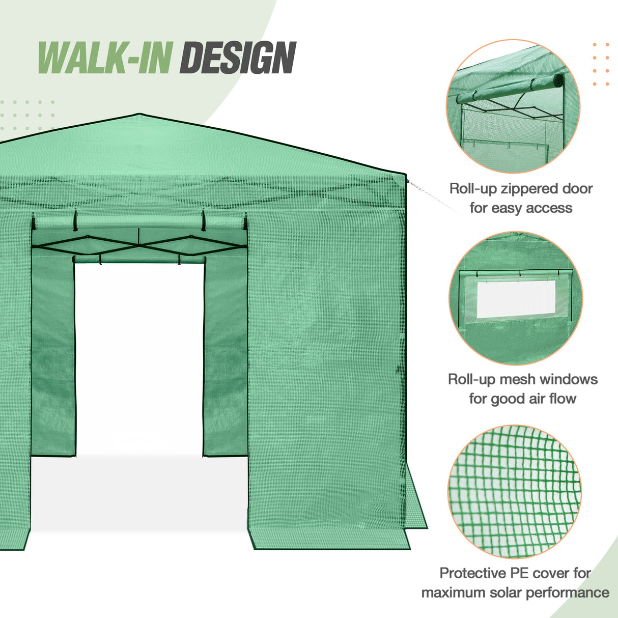 Replacement Cover for 10x10 Portable Walk - in Pop up Greenhouse - Eagle Peak