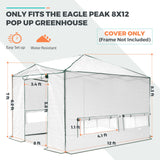 Replacement Cover for 12x8 Portable Walk - in Pop up Greenhouse(Frame Not Included) - Eagle Peak Custom Canopy Tent