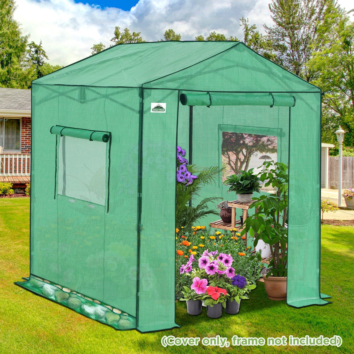 Replacement Cover for 6x6 Gable Roof Pop up Greenhouse - Eagle Peak Custom Canopy Tent