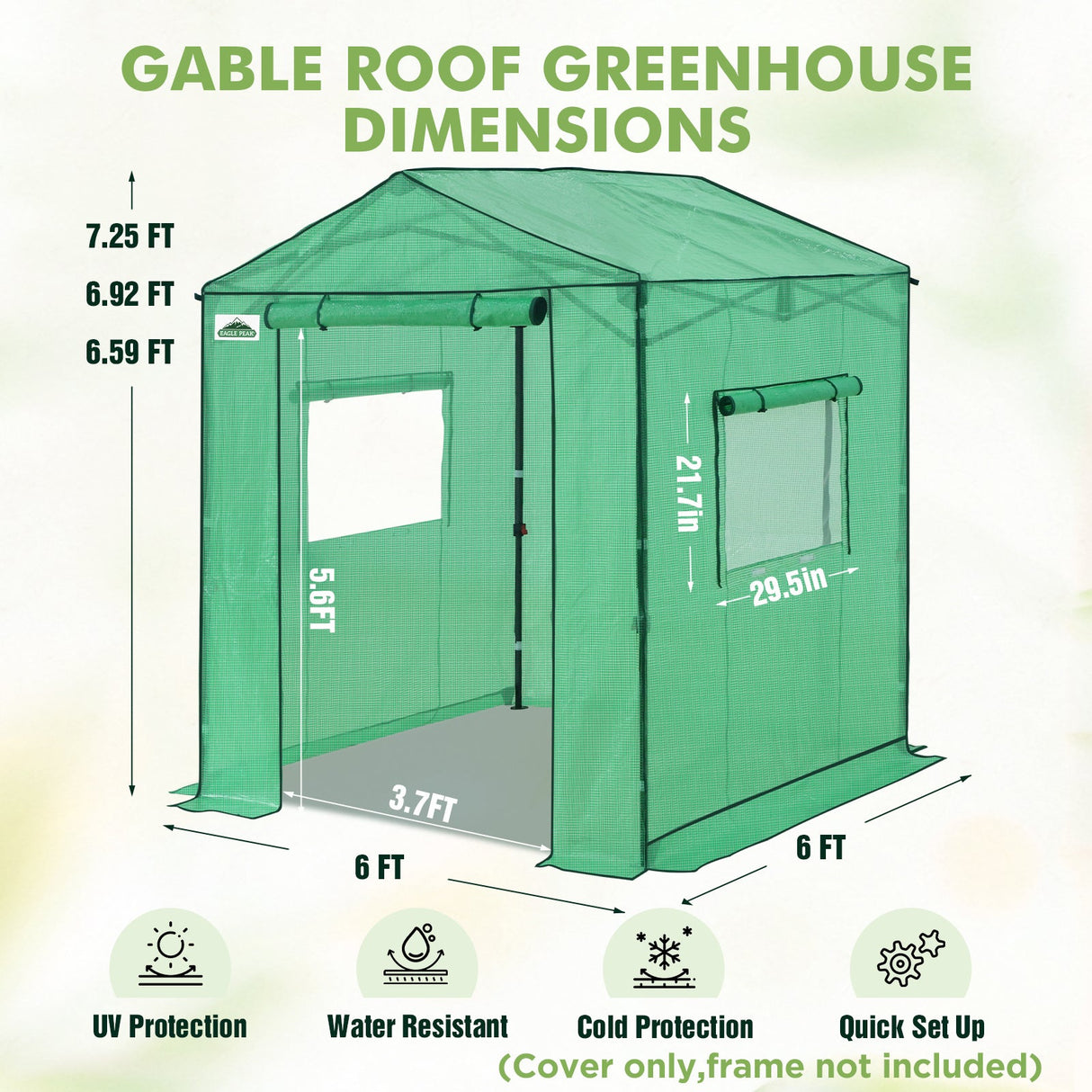 Replacement Cover for 6x6 Gable Roof Pop up Greenhouse - Eagle Peak Custom Canopy Tent