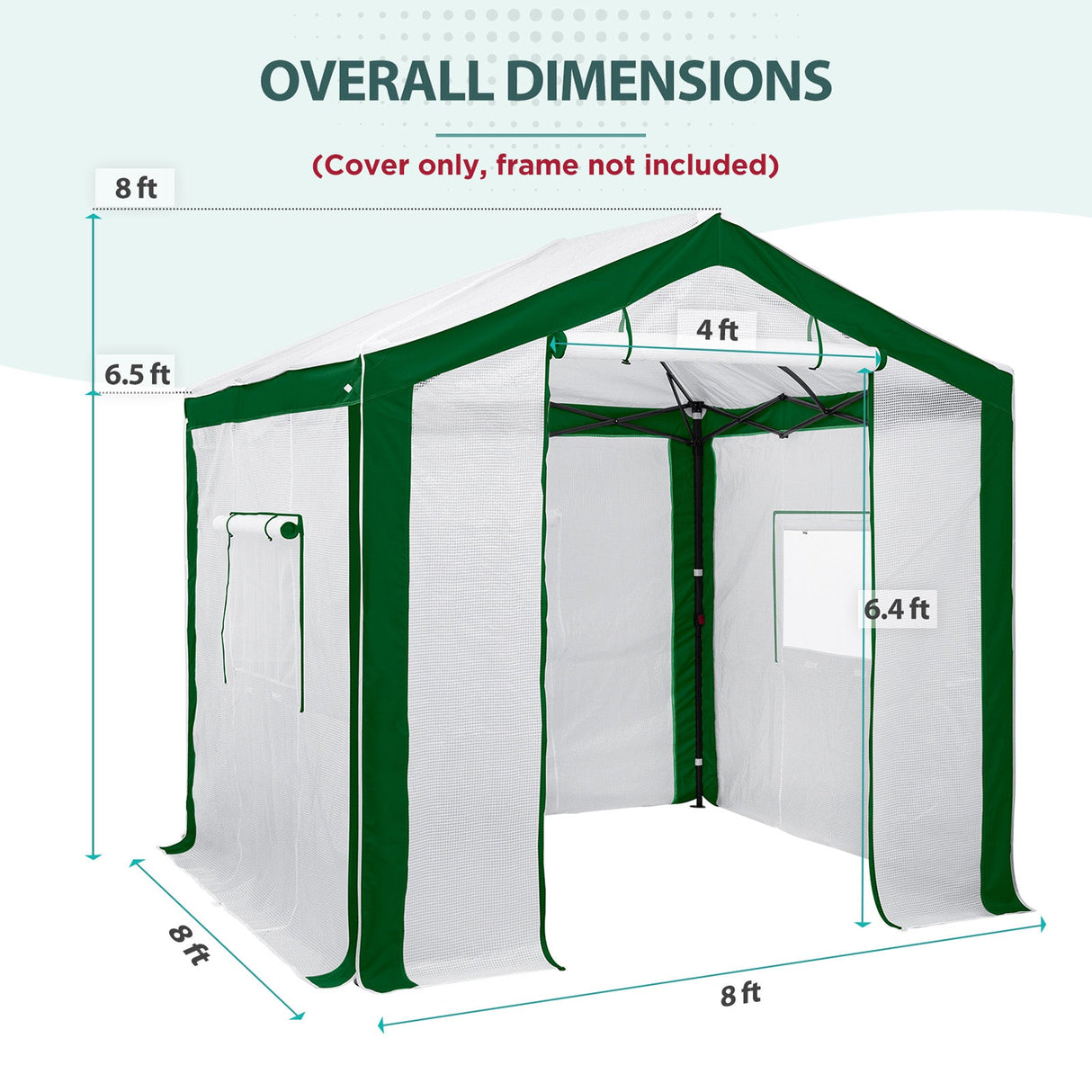 Replacement Cover for 8x6 Portable Pop up Greenhouse with Polyester Reinforced Corners - Eagle Peak Custom Canopy Tent